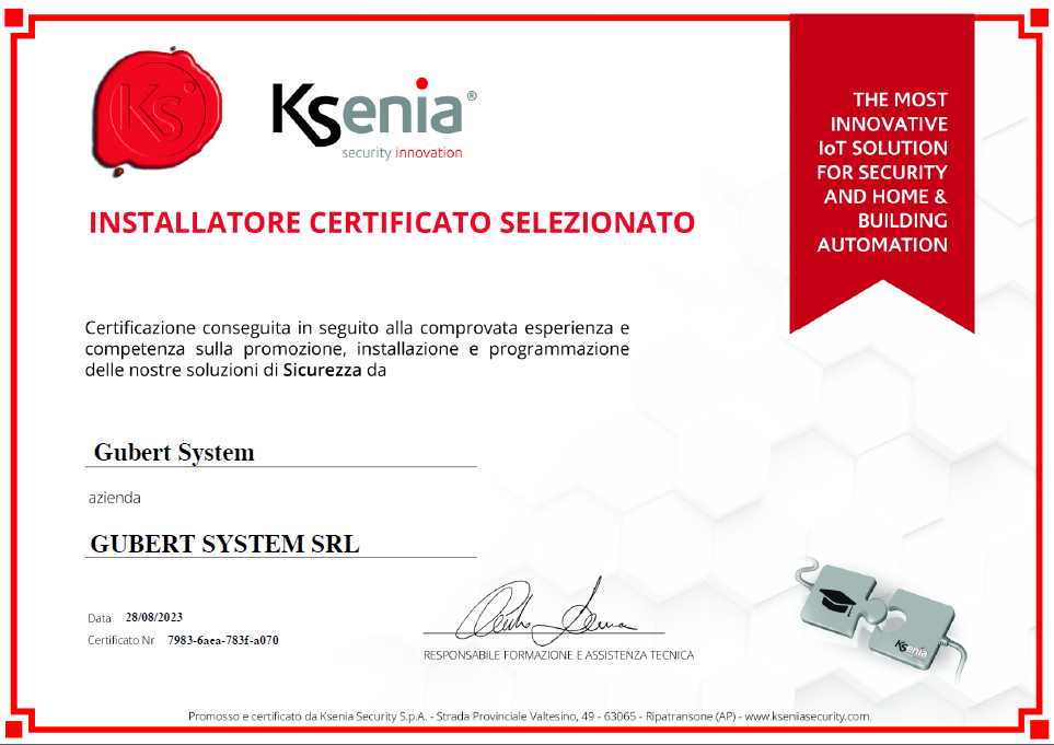 installatore certificato Ksenia installatore certificato Ksenia